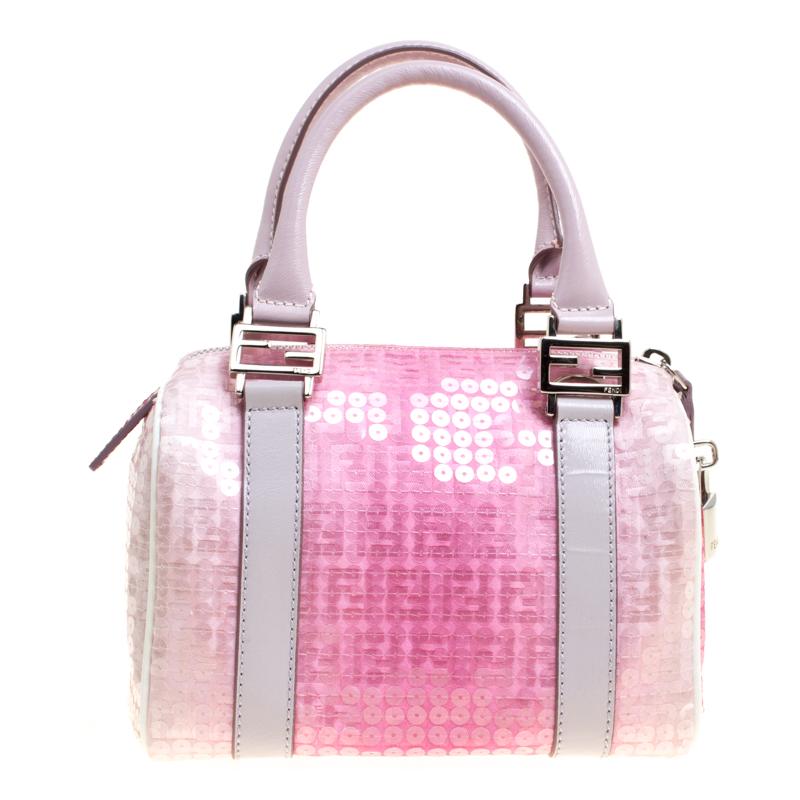 SEVEN DESIGNERS IN MONOGRAM / F．Baudot Fendi Pink Zucchino Canvas and Sequins Mini Forever Bauletto