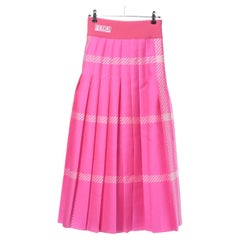Fendi Pleated Check Print Midi Skirt Hot Pink