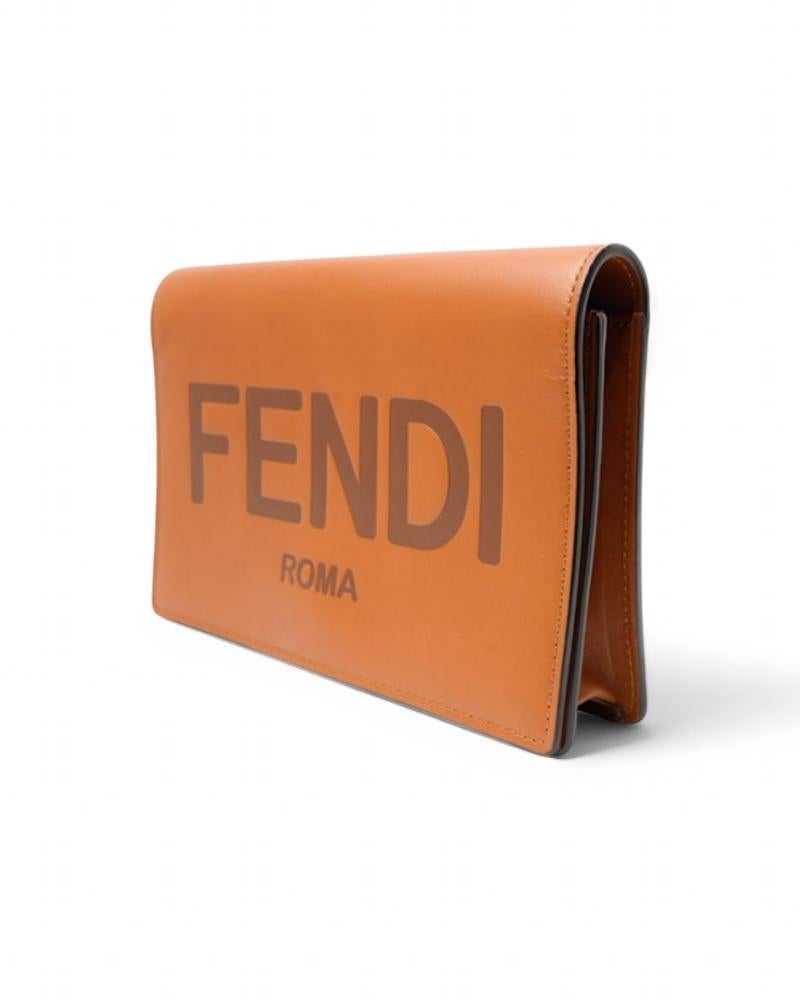 Brown Pochette Fendi avec logo Biscuit en vente