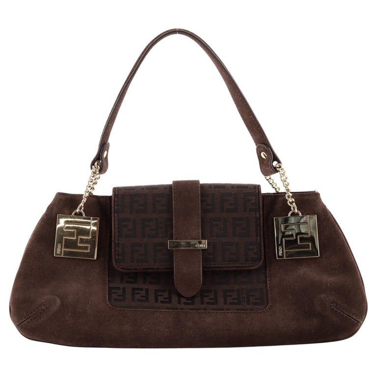 Authenticated Used Fendi Bag Zucchino Mini Shoulder Pochette Brown Women's  Canvas Leather 