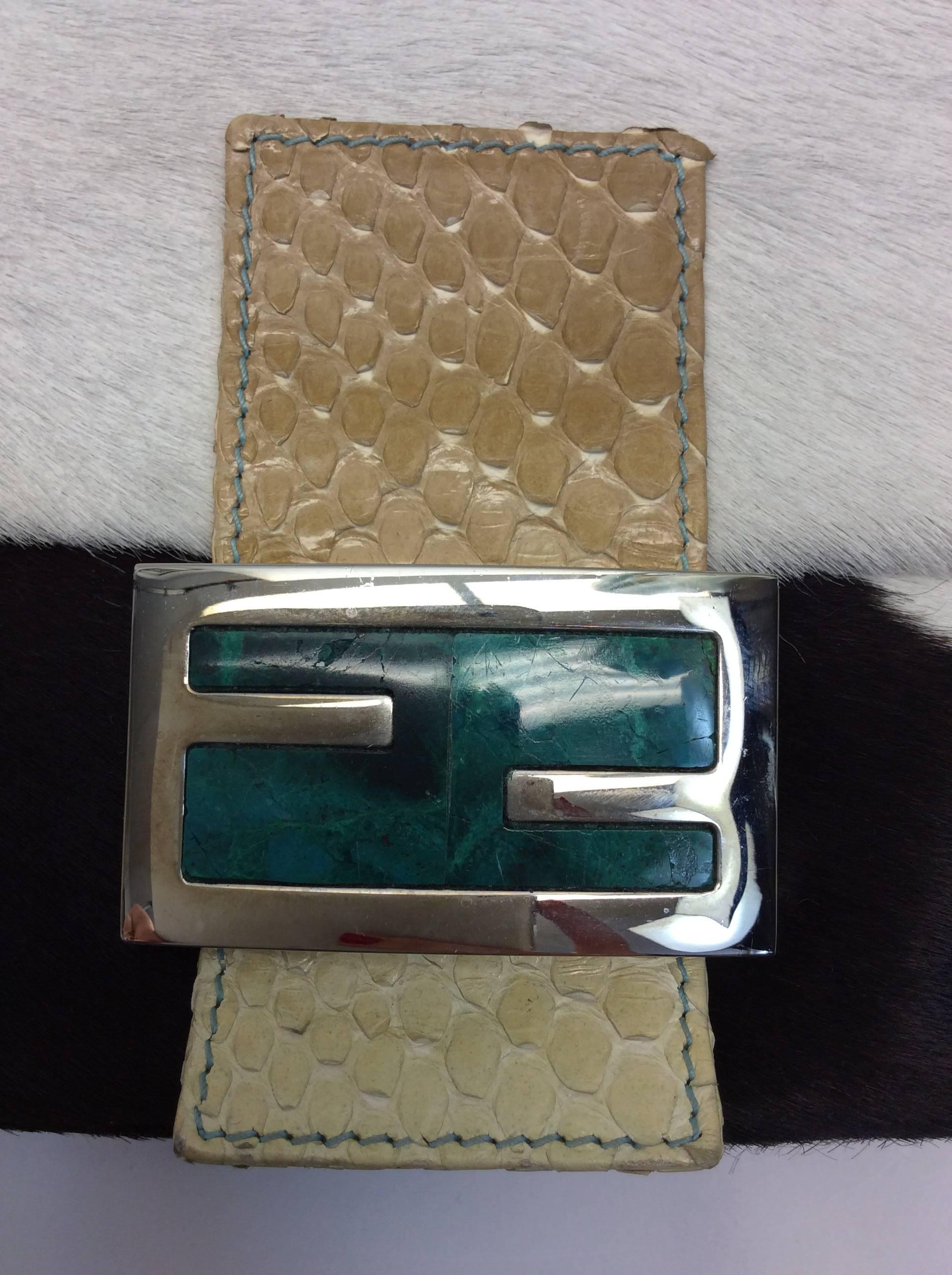 Fendi Pony and Python Baguette For Sale 1