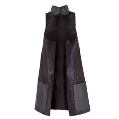 Fendi Pony Hair & Leather A-Line Dress US 2