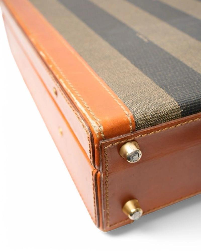 Fendi Rigid Brown Striped Document Holder For Sale 6