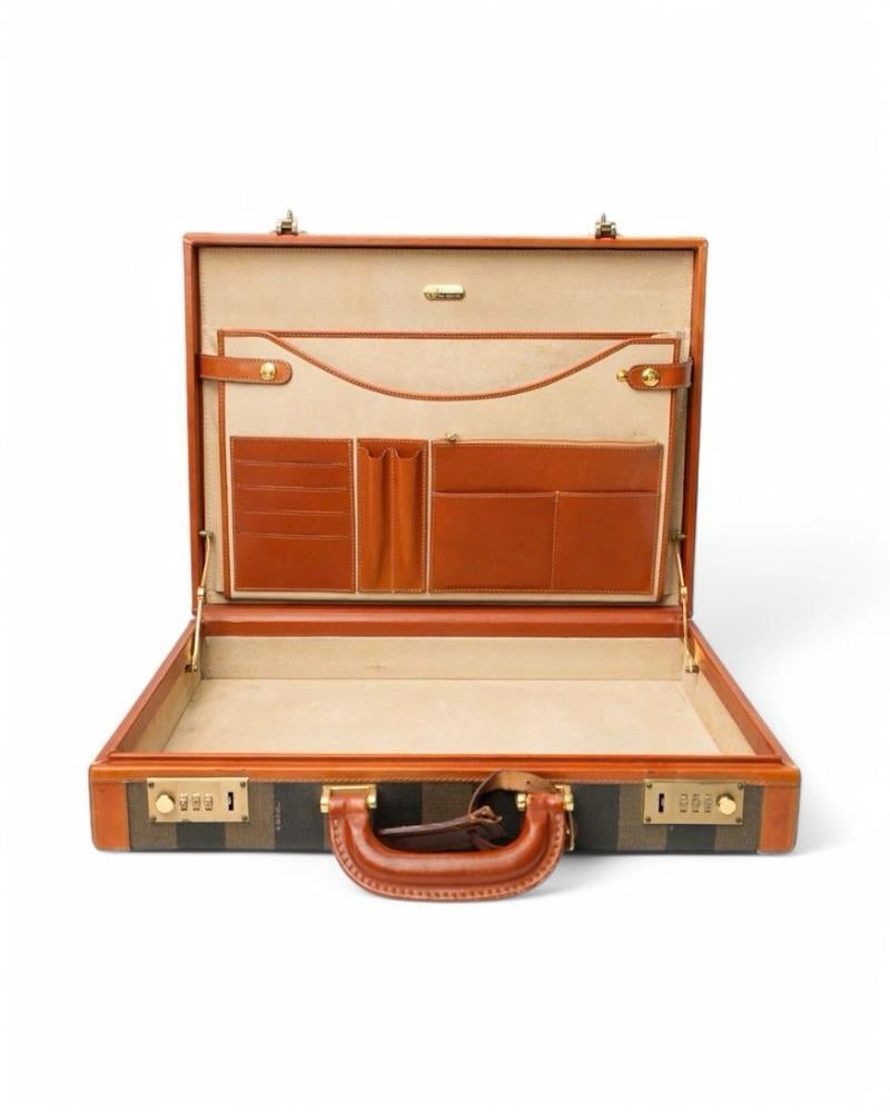 Fendi Rigid Brown Striped Document Holder For Sale 9