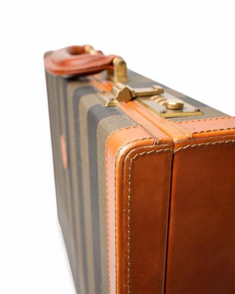 Fendi Rigid Brown Striped Document Holder For Sale 15