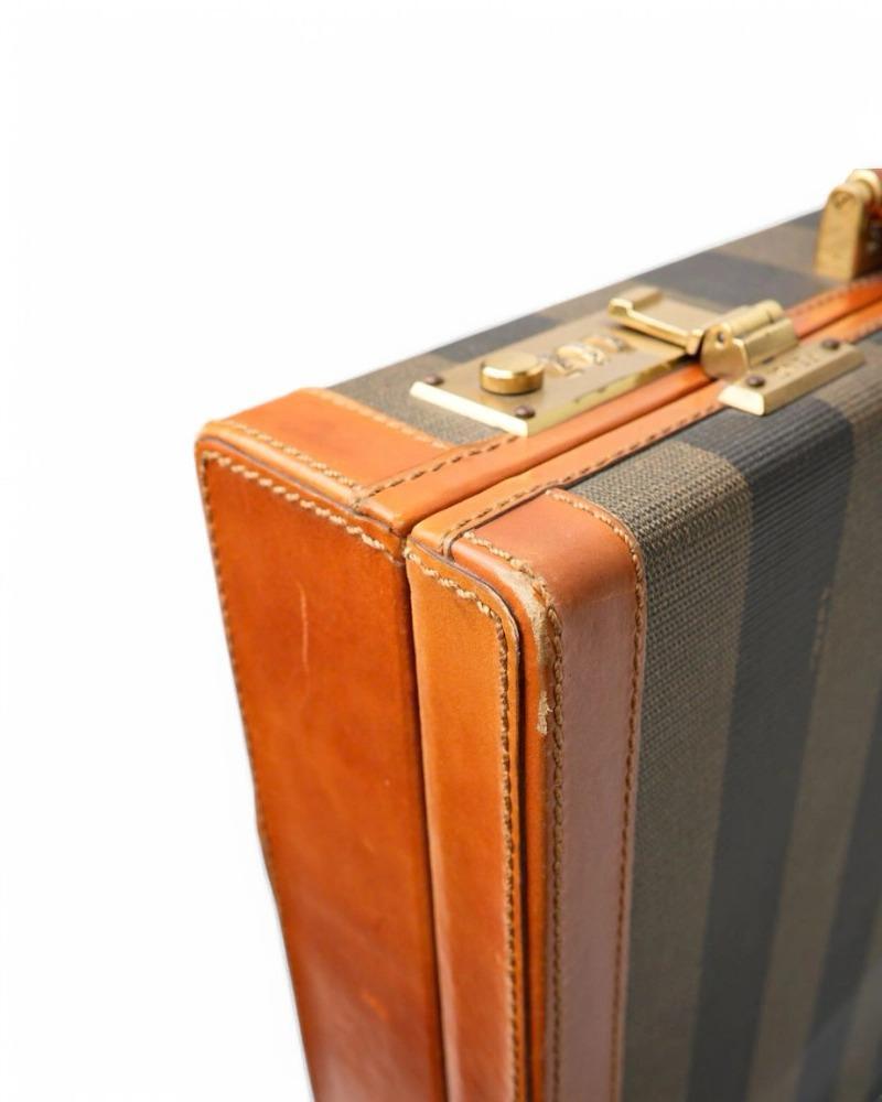 Fendi Rigid Brown Striped Document Holder For Sale 16