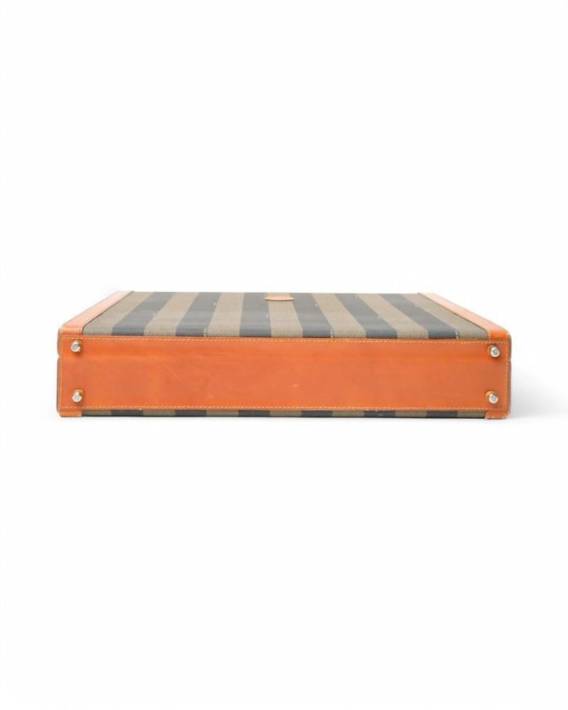 Fendi Rigid Brown Striped Document Holder In Good Condition For Sale In Torre Del Greco, IT