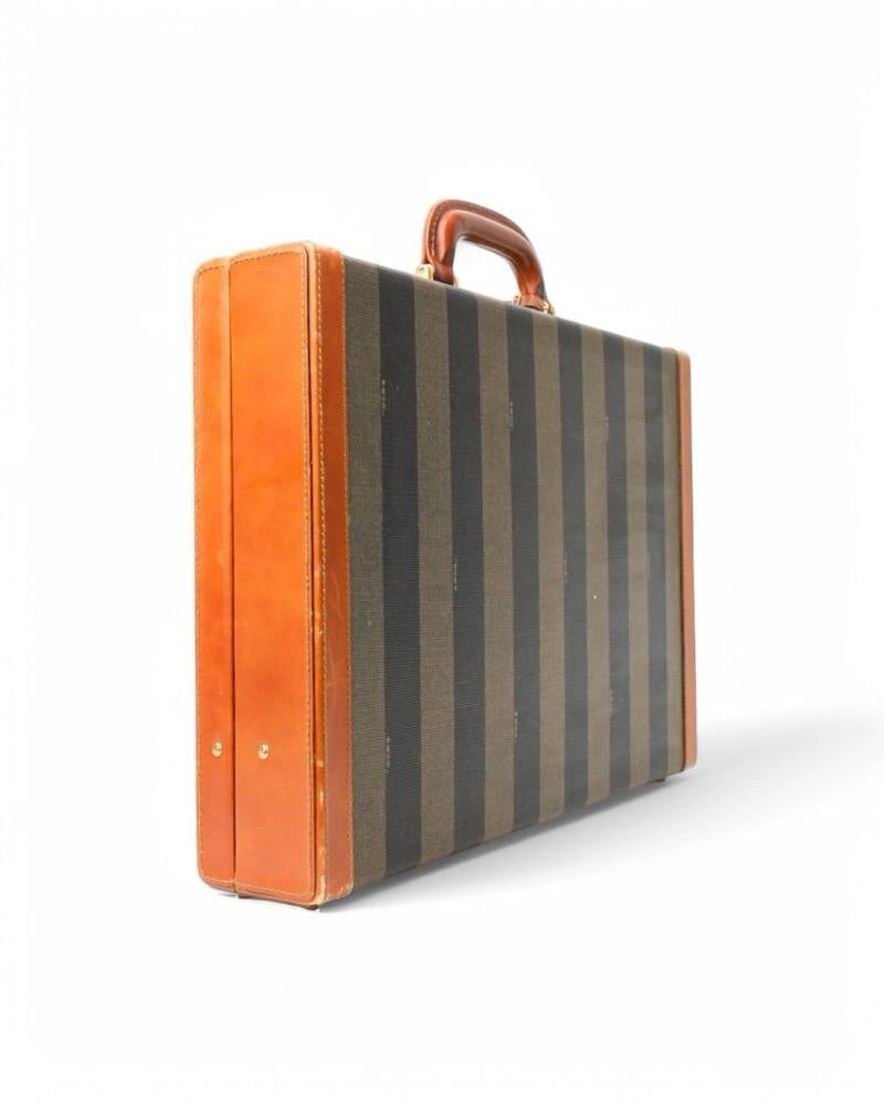 Men's Fendi Rigid Brown Striped Document Holder For Sale