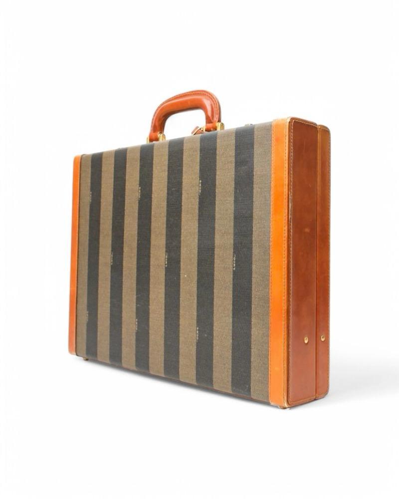 Fendi Rigid Brown Striped Document Holder For Sale 1