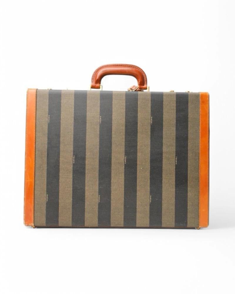 Fendi Rigid Brown Striped Document Holder For Sale 2