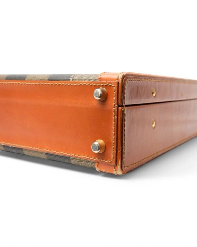 Fendi Rigid Brown Striped Document Holder For Sale 3