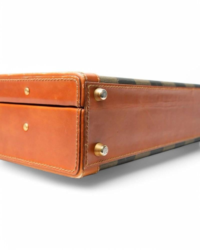 Fendi Rigid Brown Striped Document Holder For Sale 4