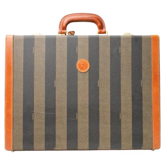 Fendi Rigid Brown Striped Document Holder For Sale