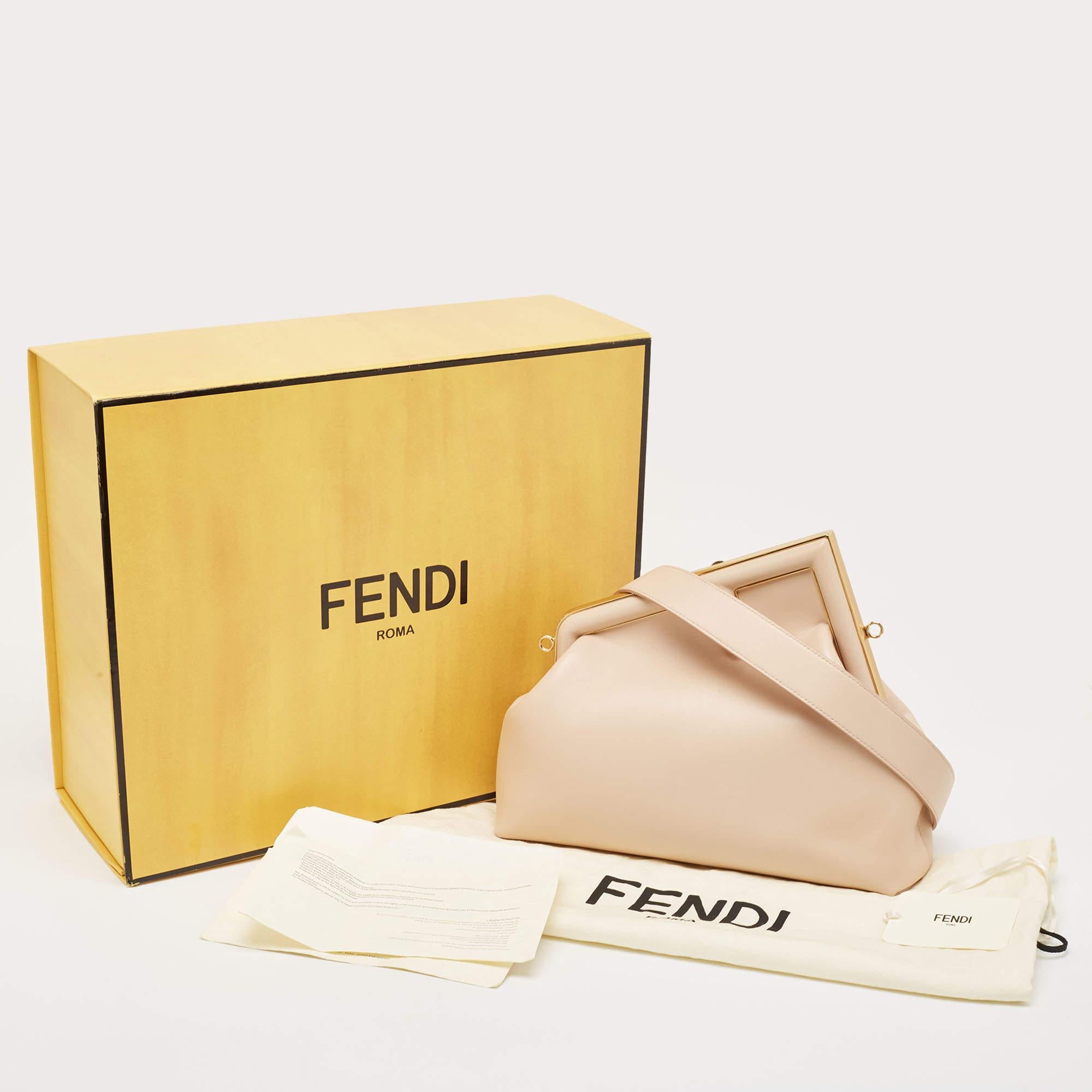 Fendi Poudre Leather Medium First Shoulder Bag For Sale 9