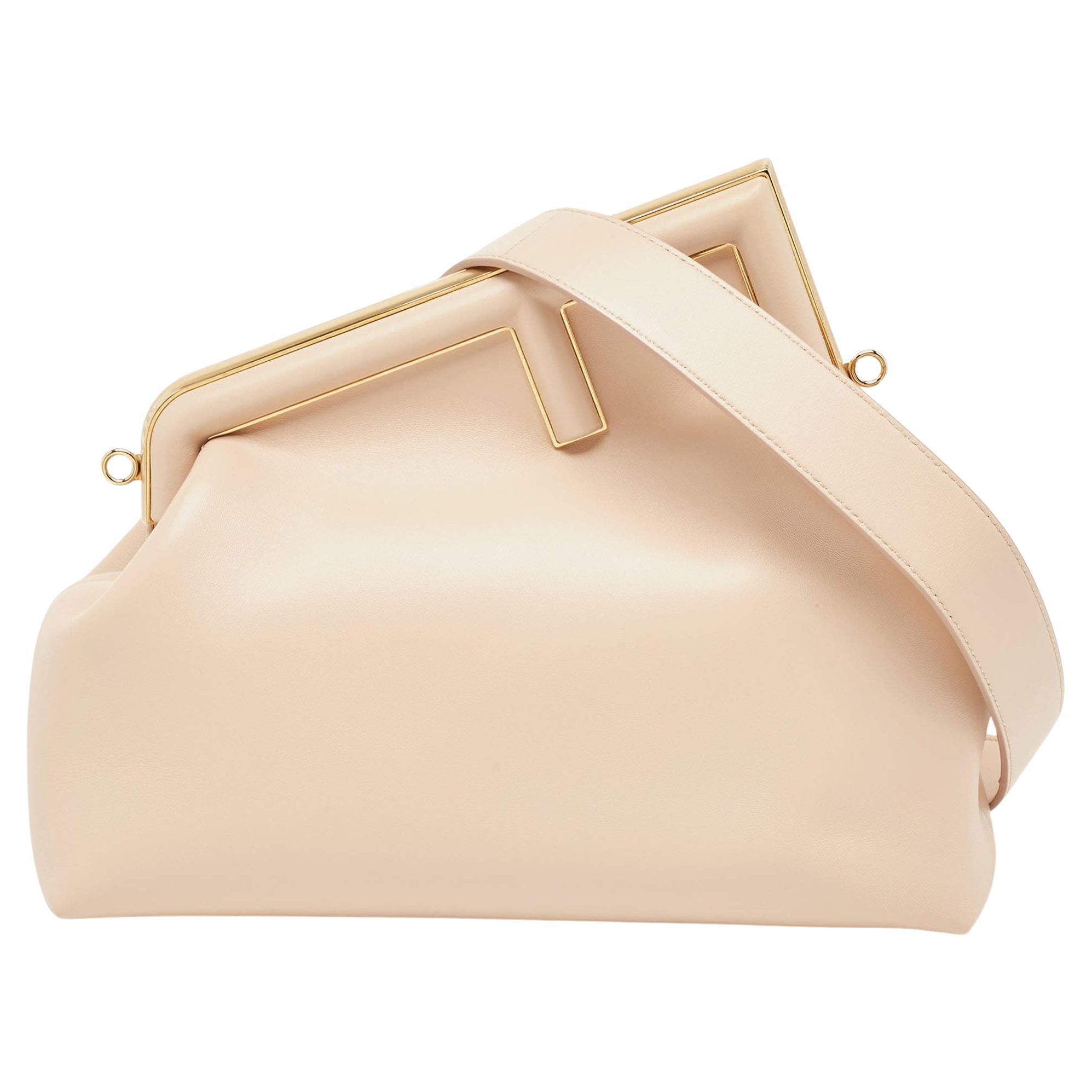 Fendi Poudre Leather Medium First Shoulder Bag For Sale