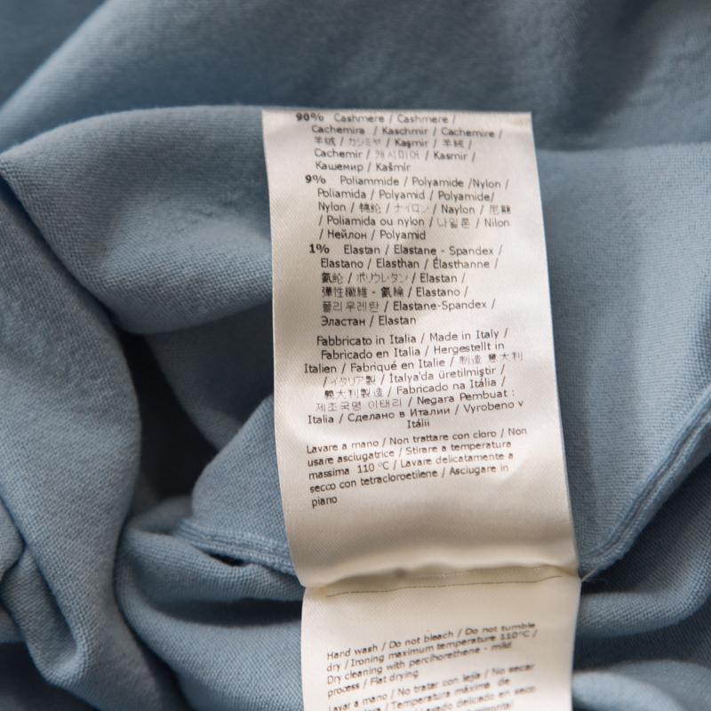 Women's Fendi Powder Blue Cashmere Ruffled Elbow Patch Detail Turtleneck Pullover S