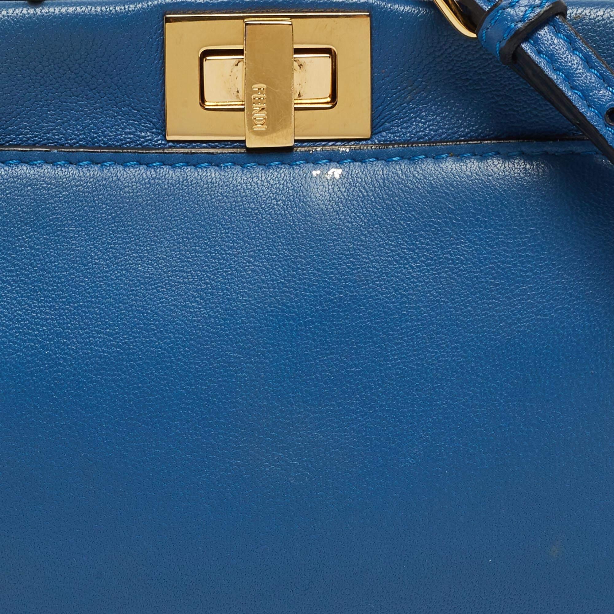 Fendi Powdered Blue Leather Micro Peekaboo Bag 8