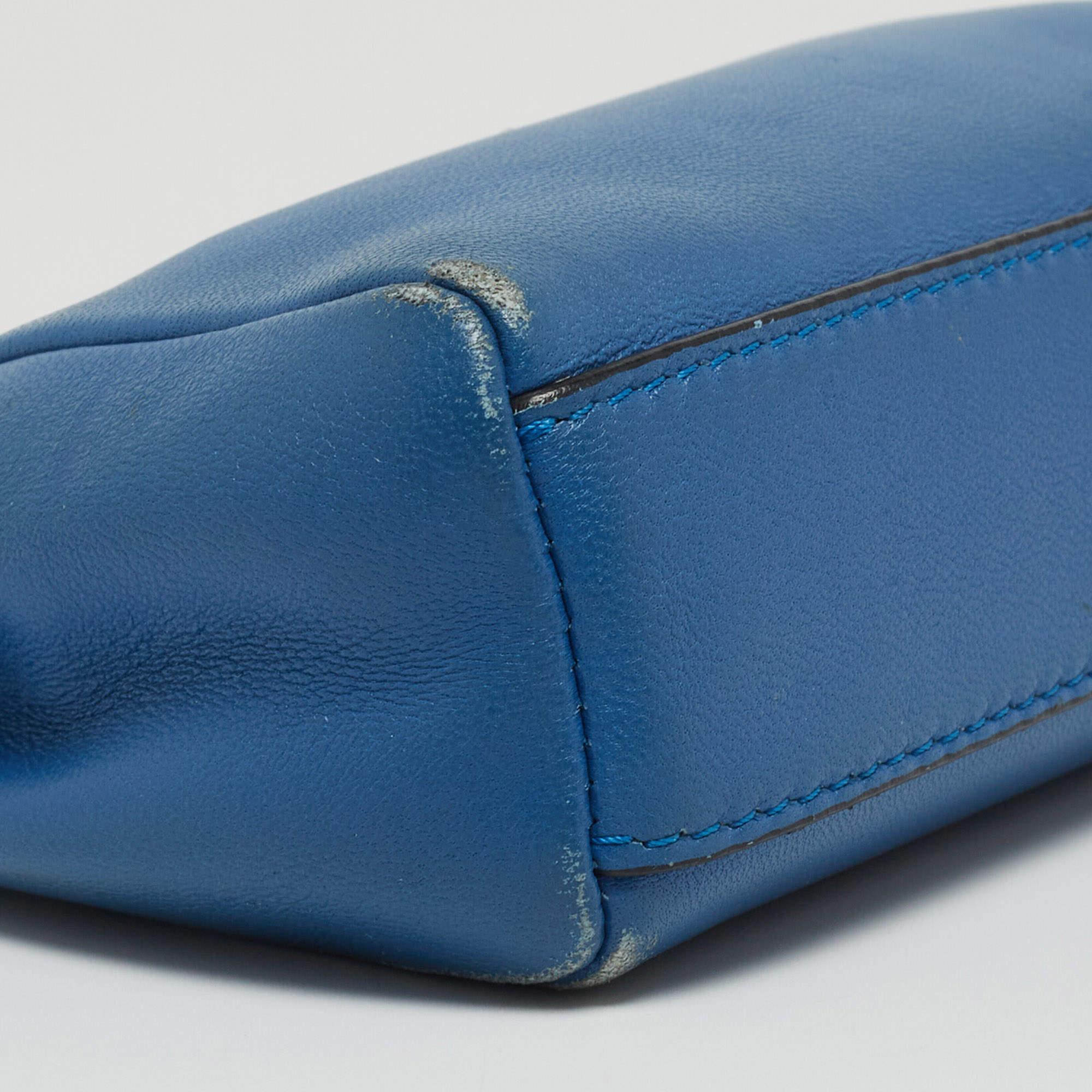 Fendi Powdered Blue Leather Micro Peekaboo Bag 9