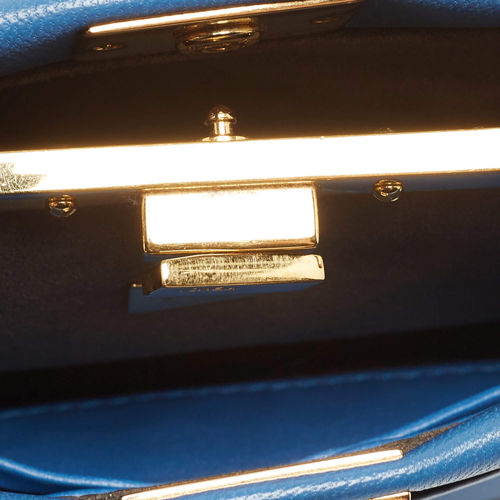 Fendi Powdered Blue Leather Micro Peekaboo Bag 14