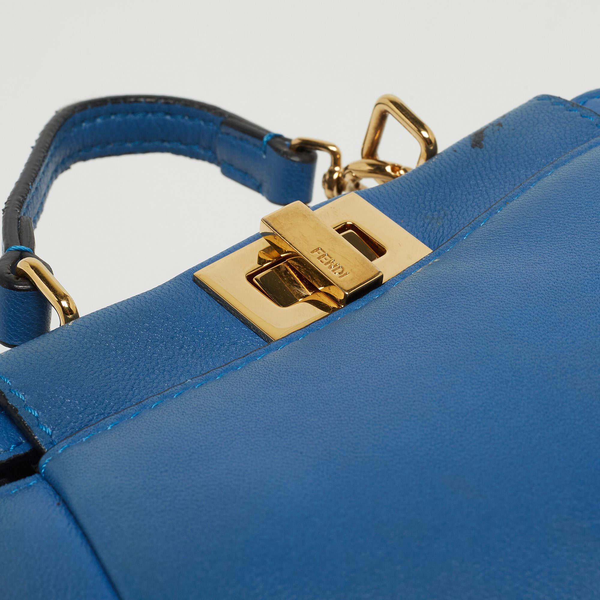 Fendi Powdered Blue Leather Micro Peekaboo Bag 3