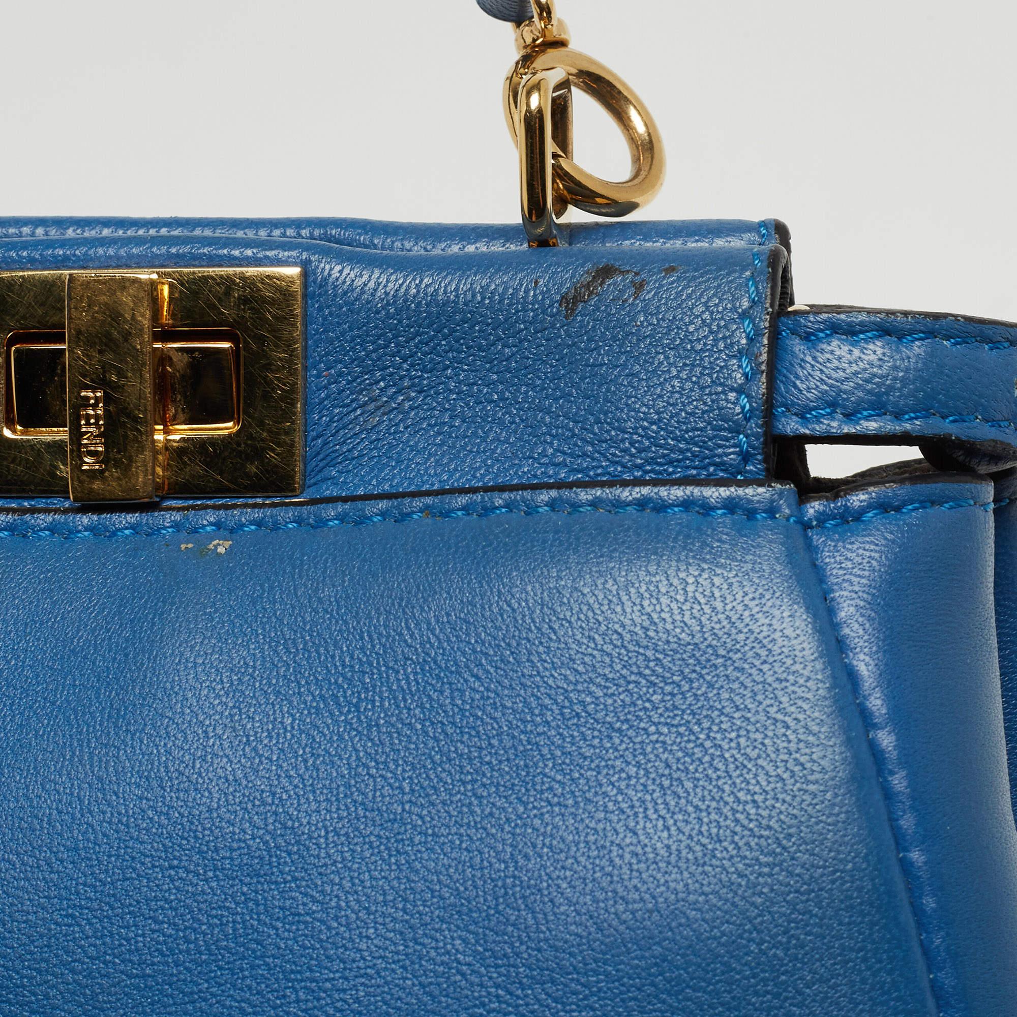 Fendi Powdered Blue Leather Micro Peekaboo Bag 4