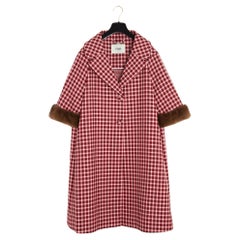 Fendi Pre Fall 2018 Manteau FR36/40 Manteau à carreaux en laine rouge UK8/12 US6/10