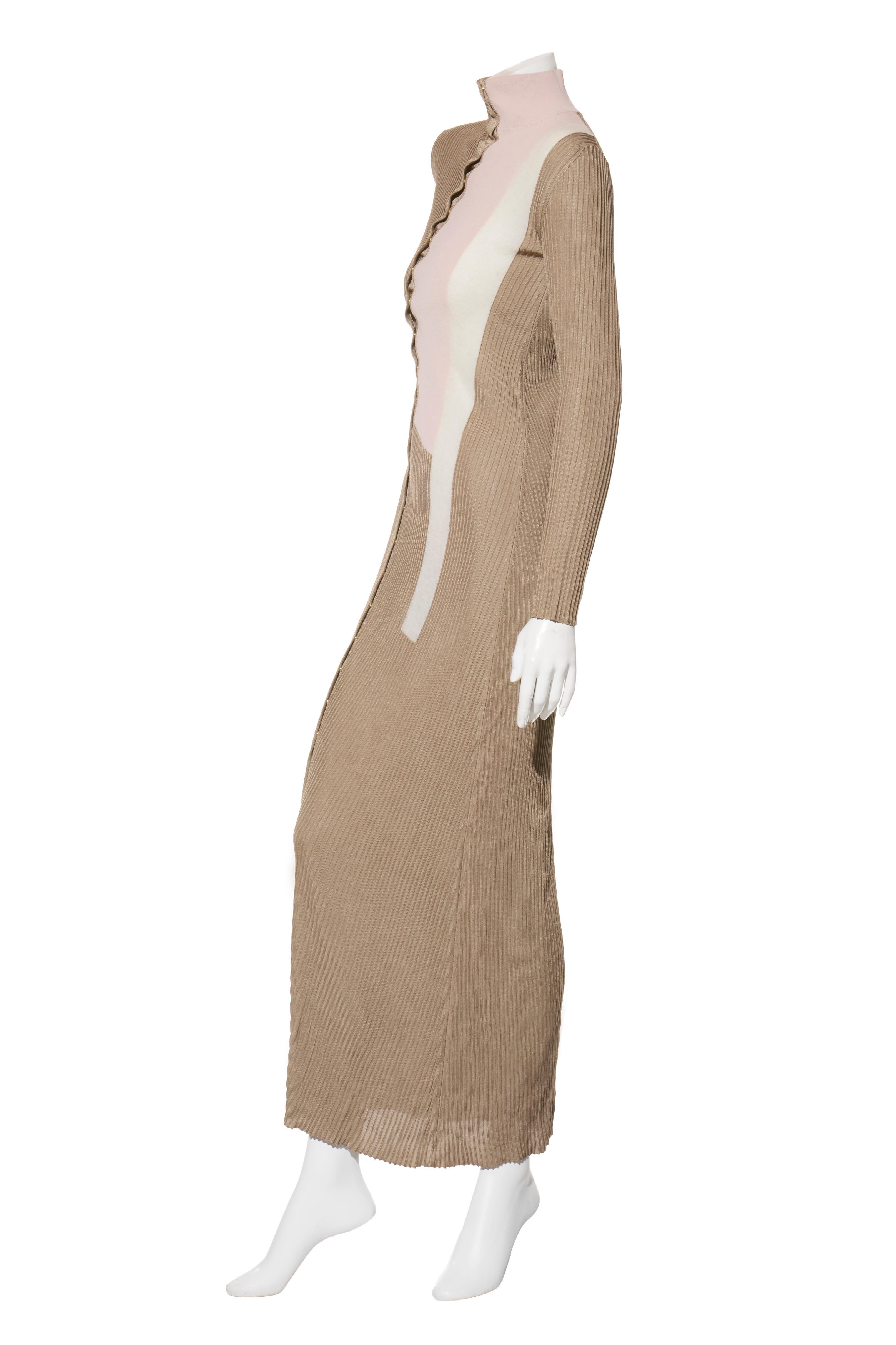 Marrone Maxi abito in maglia a coste di seta Fendi Pre-Fall 2018 IT 40 (US 4) in vendita