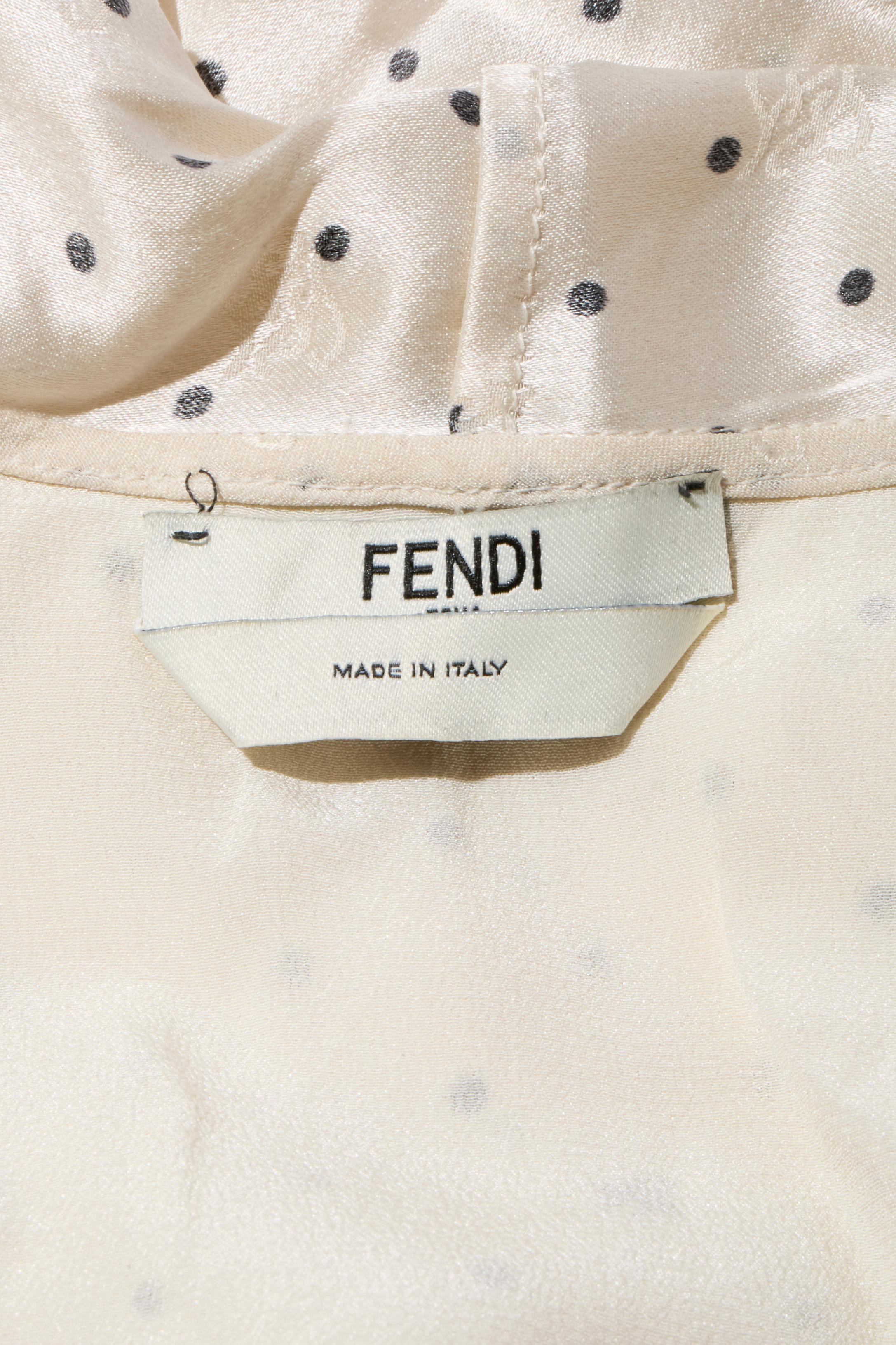 Fendi - Vestito a pois in seta avorio Pre-Fall 2021 indossato da Demi Moore IT 38 in vendita 5