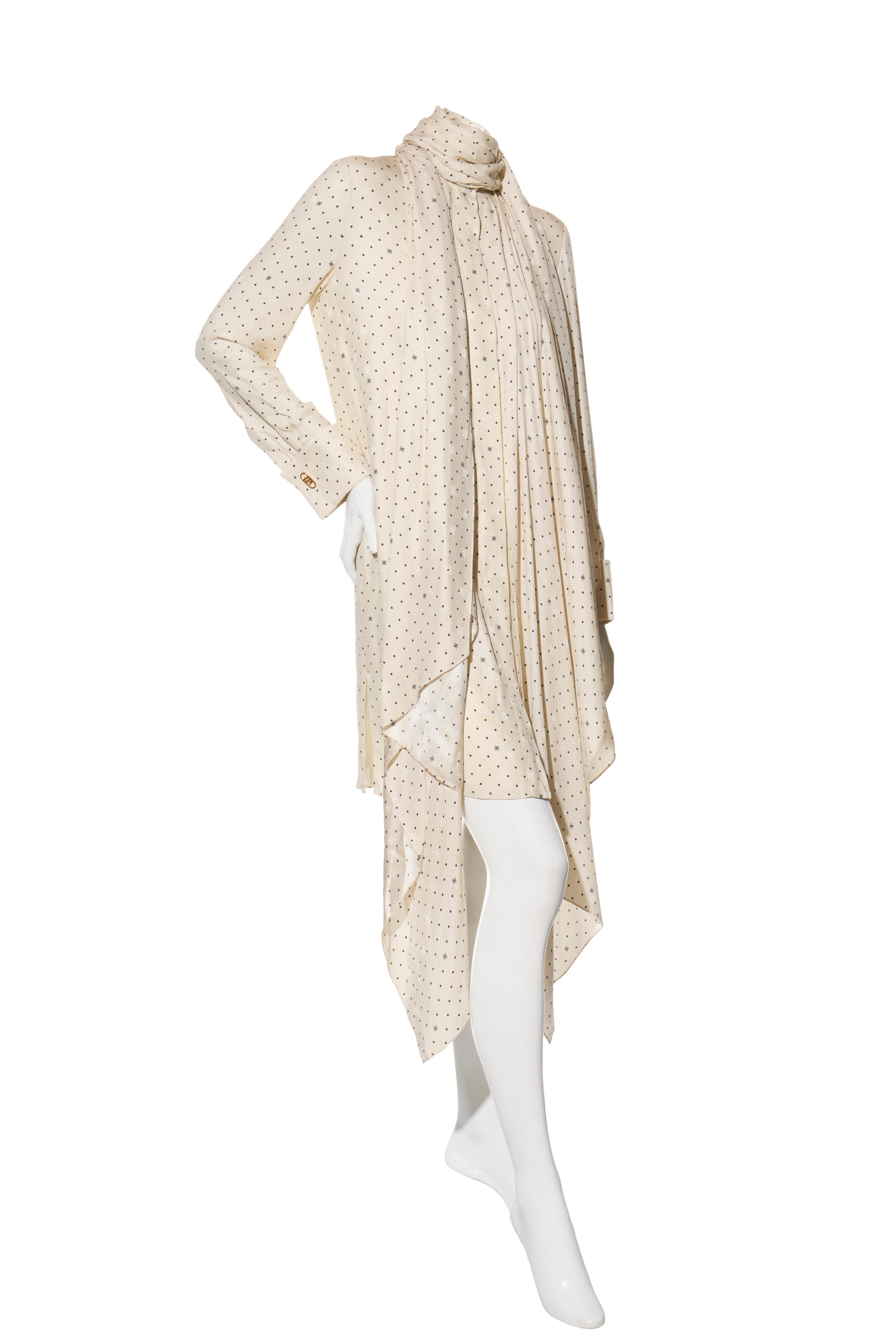 Beige Fendi - Vestito a pois in seta avorio Pre-Fall 2021 indossato da Demi Moore IT 38 in vendita