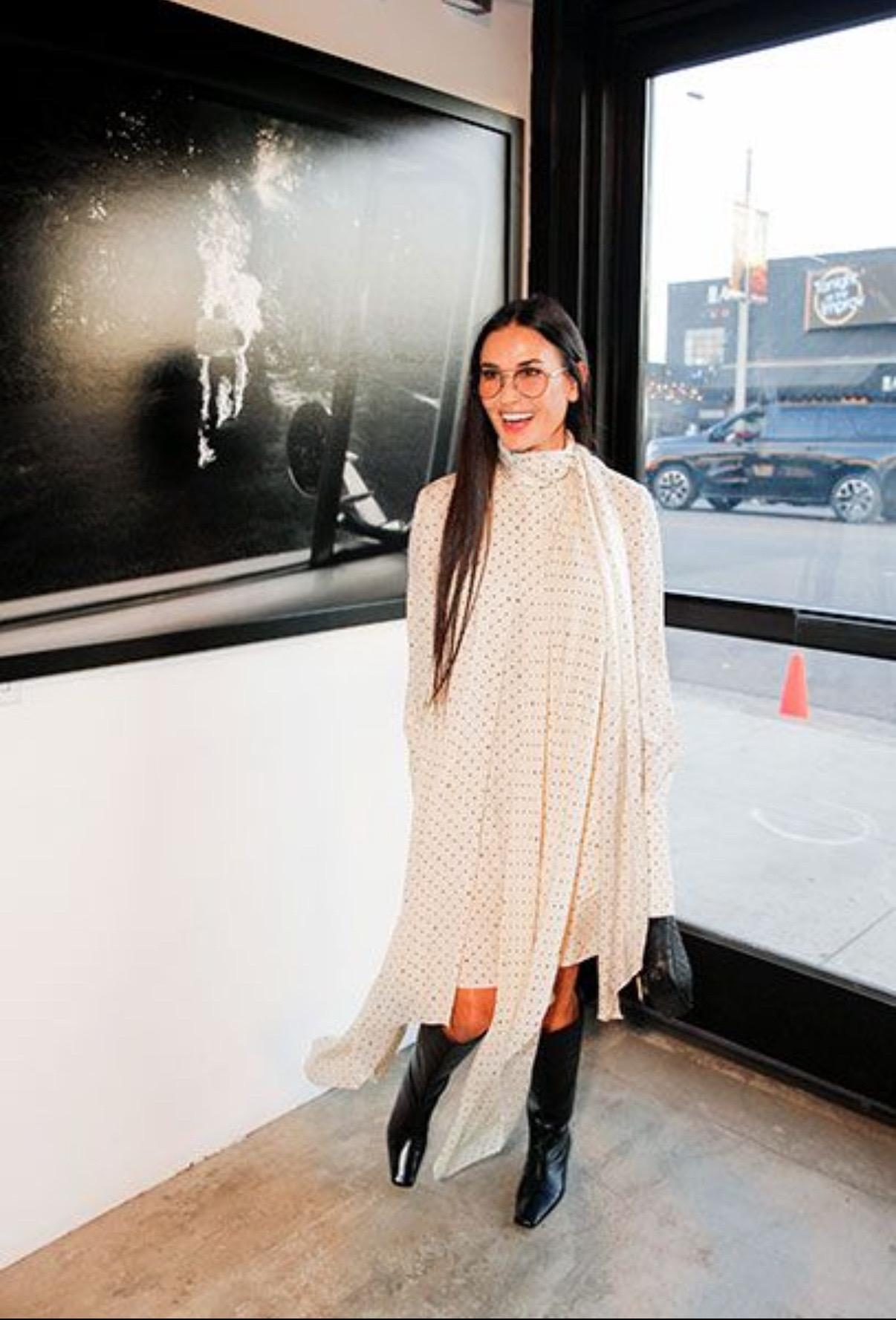 Fendi - Vestito a pois in seta avorio Pre-Fall 2021 indossato da Demi Moore IT 38 in vendita 1
