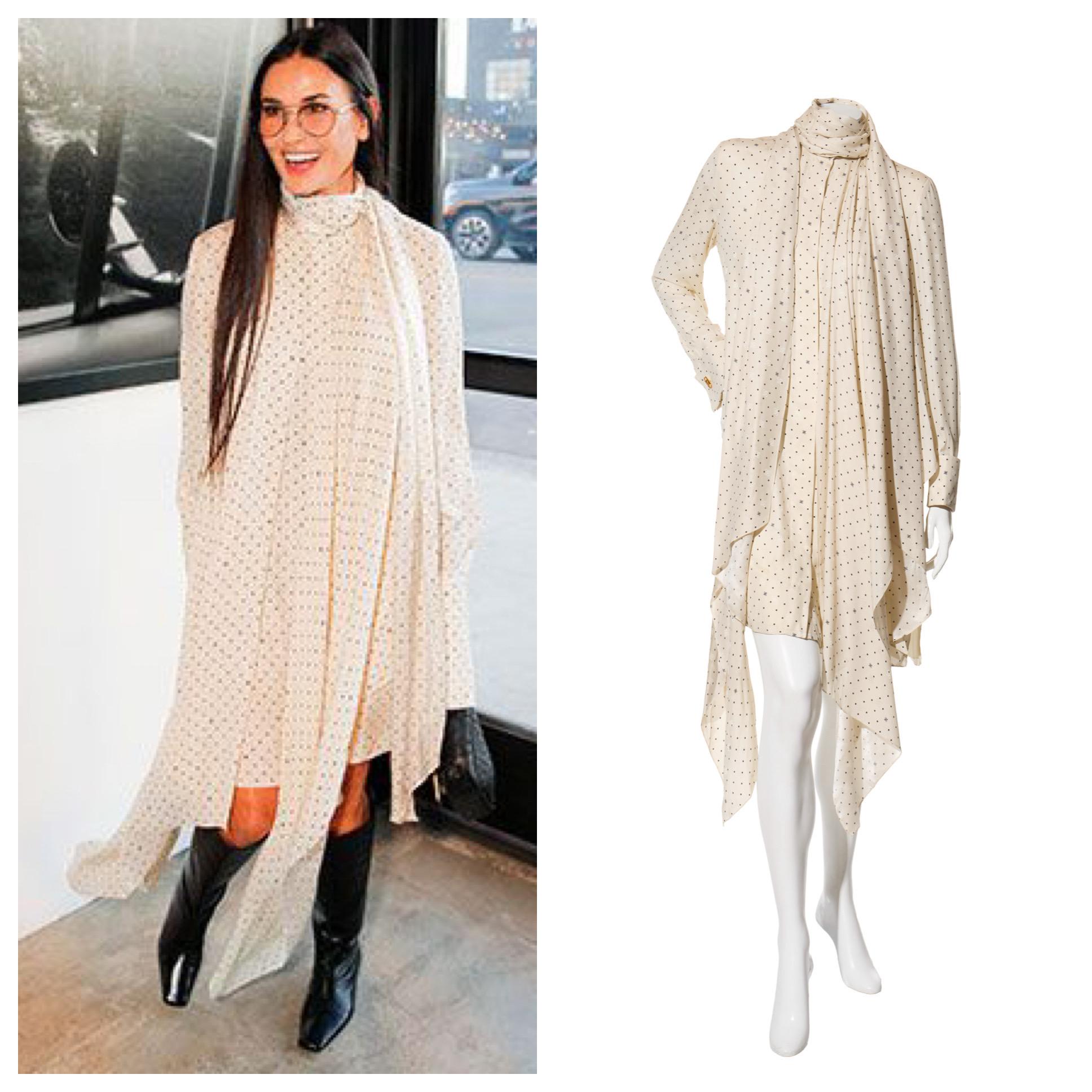 Fendi - Vestito a pois in seta avorio Pre-Fall 2021 indossato da Demi Moore IT 38 in vendita