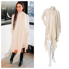 Fendi Pre-Fall 2021 Ivory Silk Polka Dot Dress Worn by Demi Moore IT 38