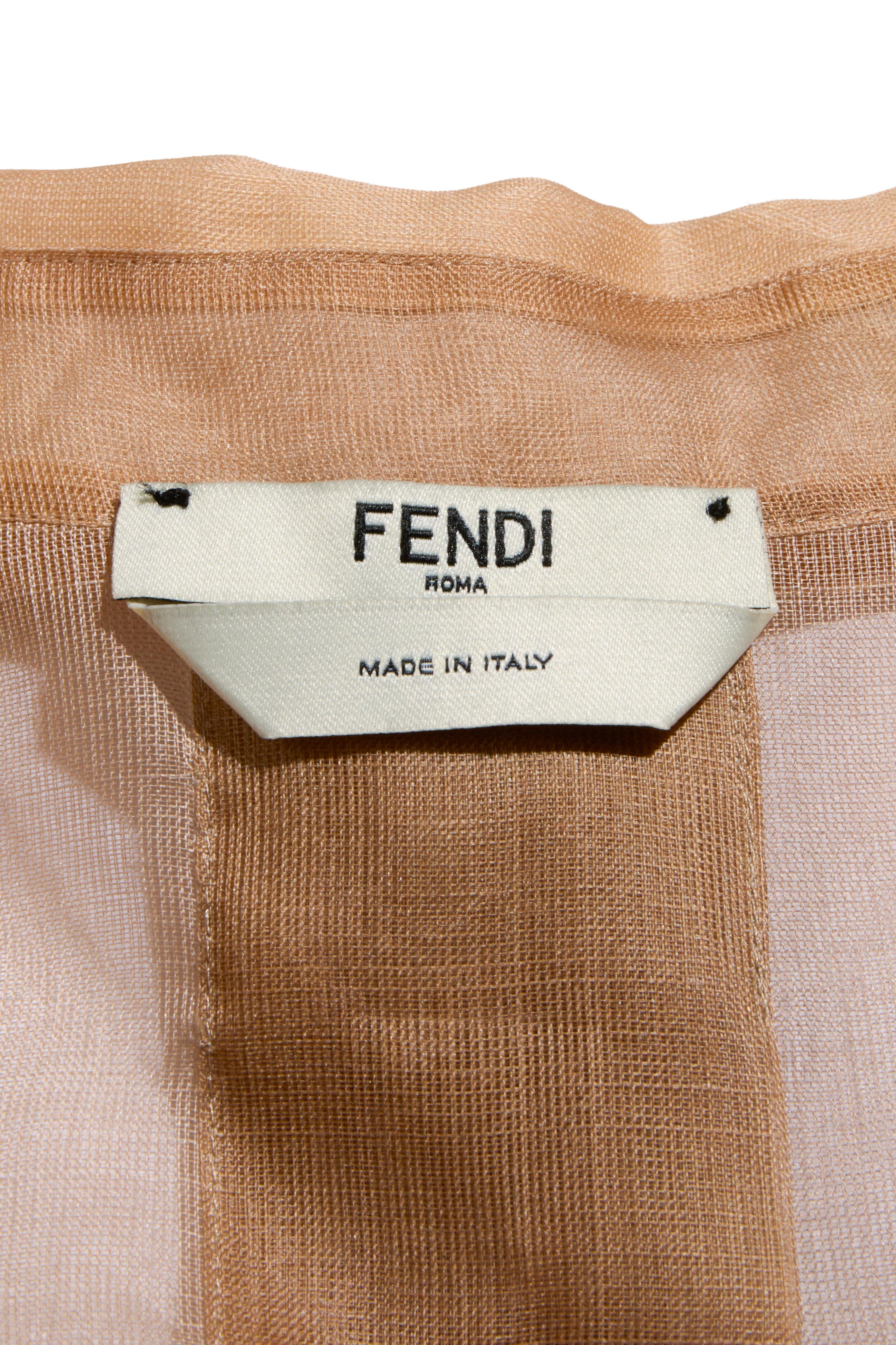 Fendi - Pre-Fall 2021 - Vestito a camicia in organza trasparente con sottoveste in maglia e cintura in pelle IT 40 in vendita 12