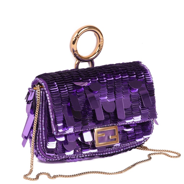 Fendi Nano Baguette Purple Sequin Charm