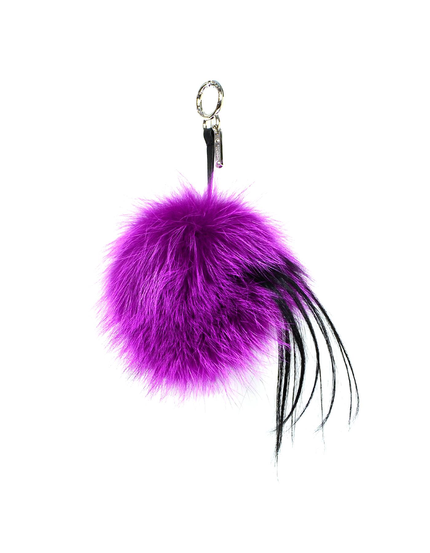 Fendi Purple Flamingo Rosa Rabbit Mink/Fox Fur Oret Monster Bag Bug

Made In: Italy 
Color: Purple, Black, Red
Materials: Mink, Fox Fur
Overall Condition: Excellent pre-owned condition

Measurements: 
~ 5