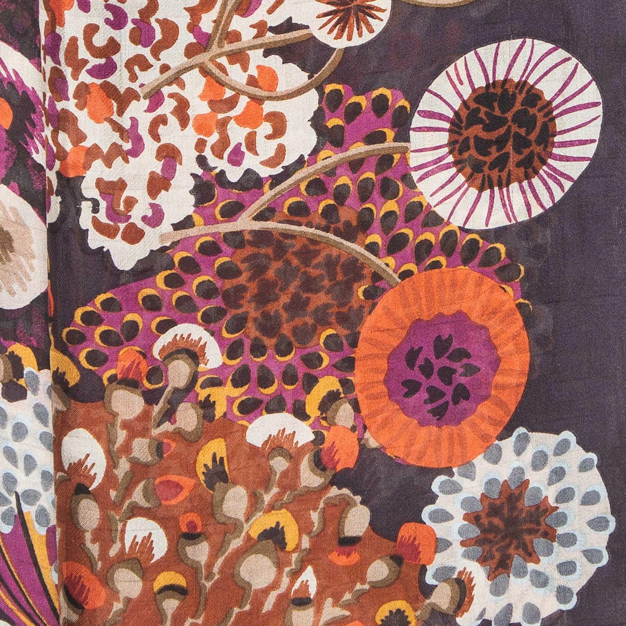Women's Fendi Purple Floral Print Silk Chiffon Scarf