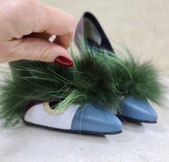 FENDI Purple Fur Monster Pumps Heels