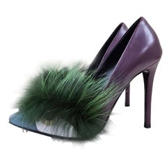 FENDI Purple Fur Monster Pumps Heels