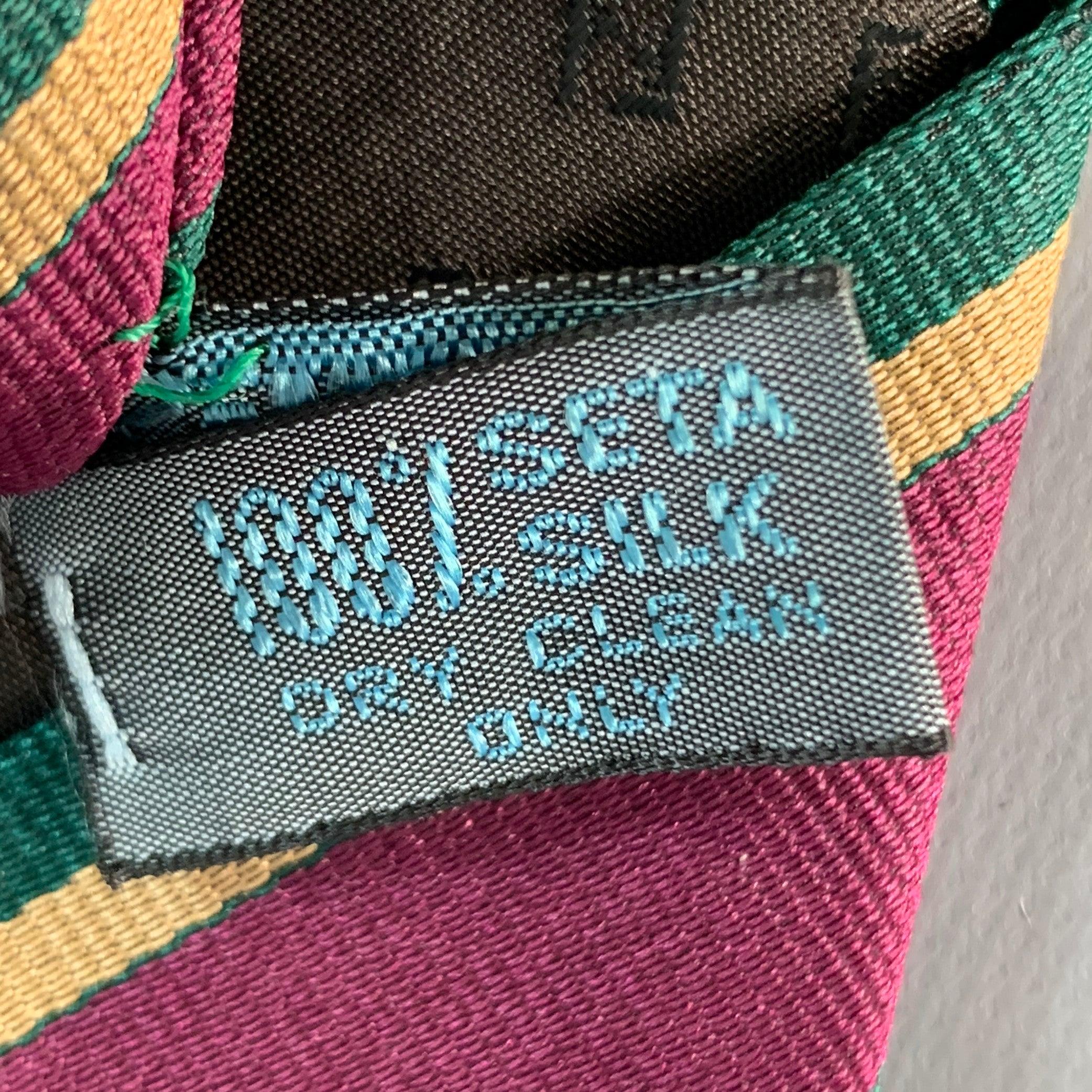 Uomo Cravatta in seta a righe diagonali Fendi Purple Green in vendita