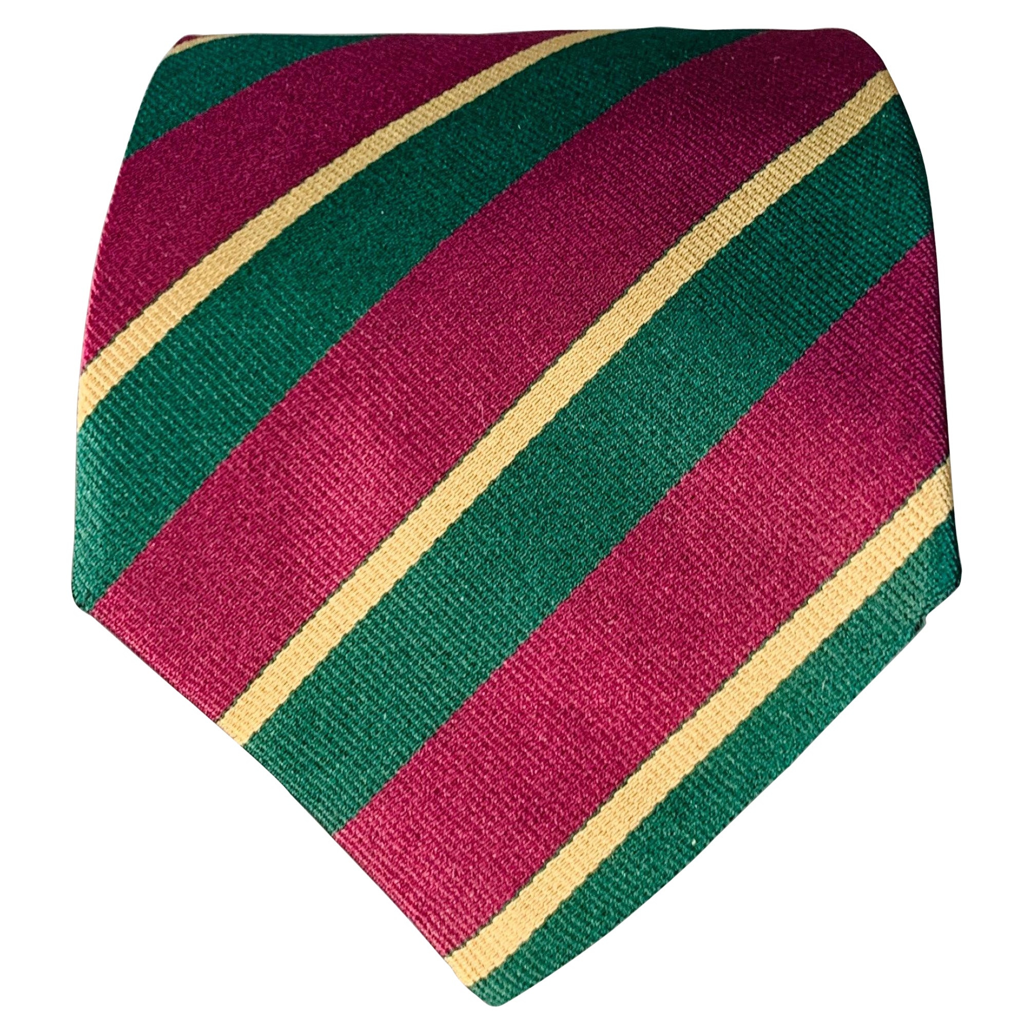Cravatta in seta a righe diagonali Fendi Purple Green