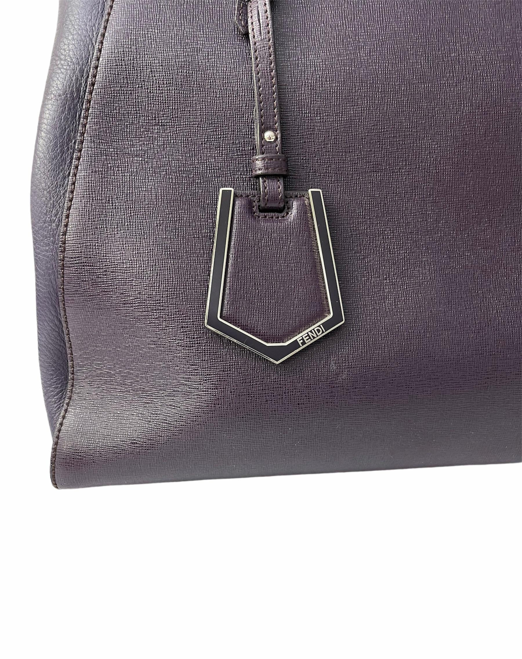Black Fendi Purple Leather 2Jours Handbag