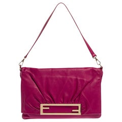 Fendi Purple Leather Cutout Flap Shoulder Bag