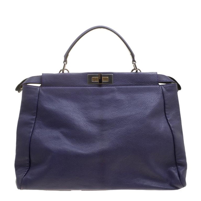 Fendi Purple Leather Large Peekaboo Top Handle Bag For Sale at 1stDibs