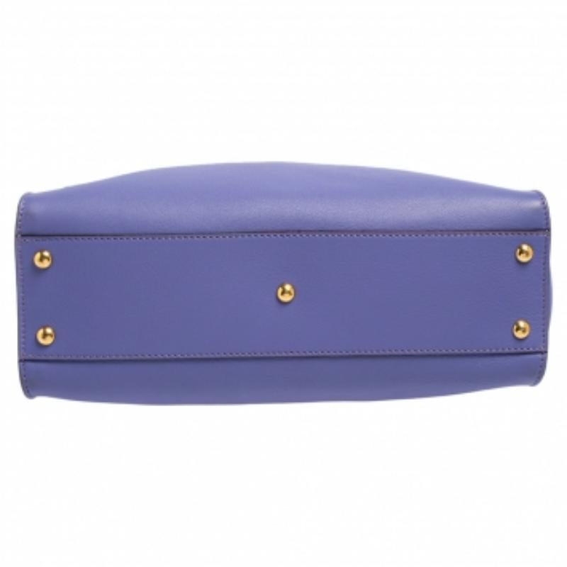 Fendi Purple Leather Medium Peekaboo Top Handle Bag For Sale 6
