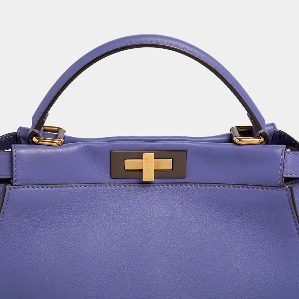 Fendi Purple Leather Medium Peekaboo Top Handle Bag 7