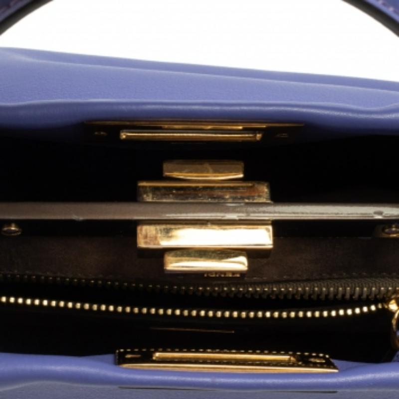 Women's Fendi Purple Leather Medium Peekaboo Top Handle Bag For Sale