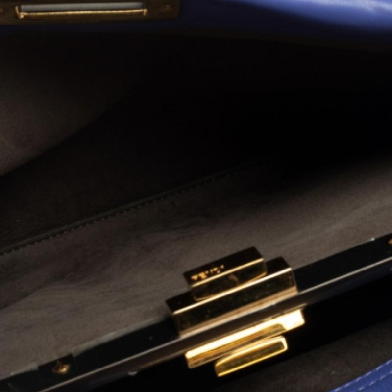 Fendi Purple Leather Medium Peekaboo Top Handle Bag For Sale 3