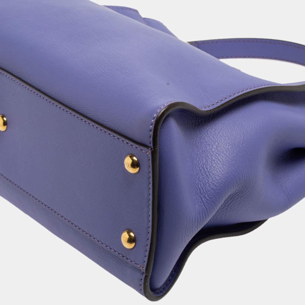 Fendi Purple Leather Medium Peekaboo Top Handle Bag For Sale 4