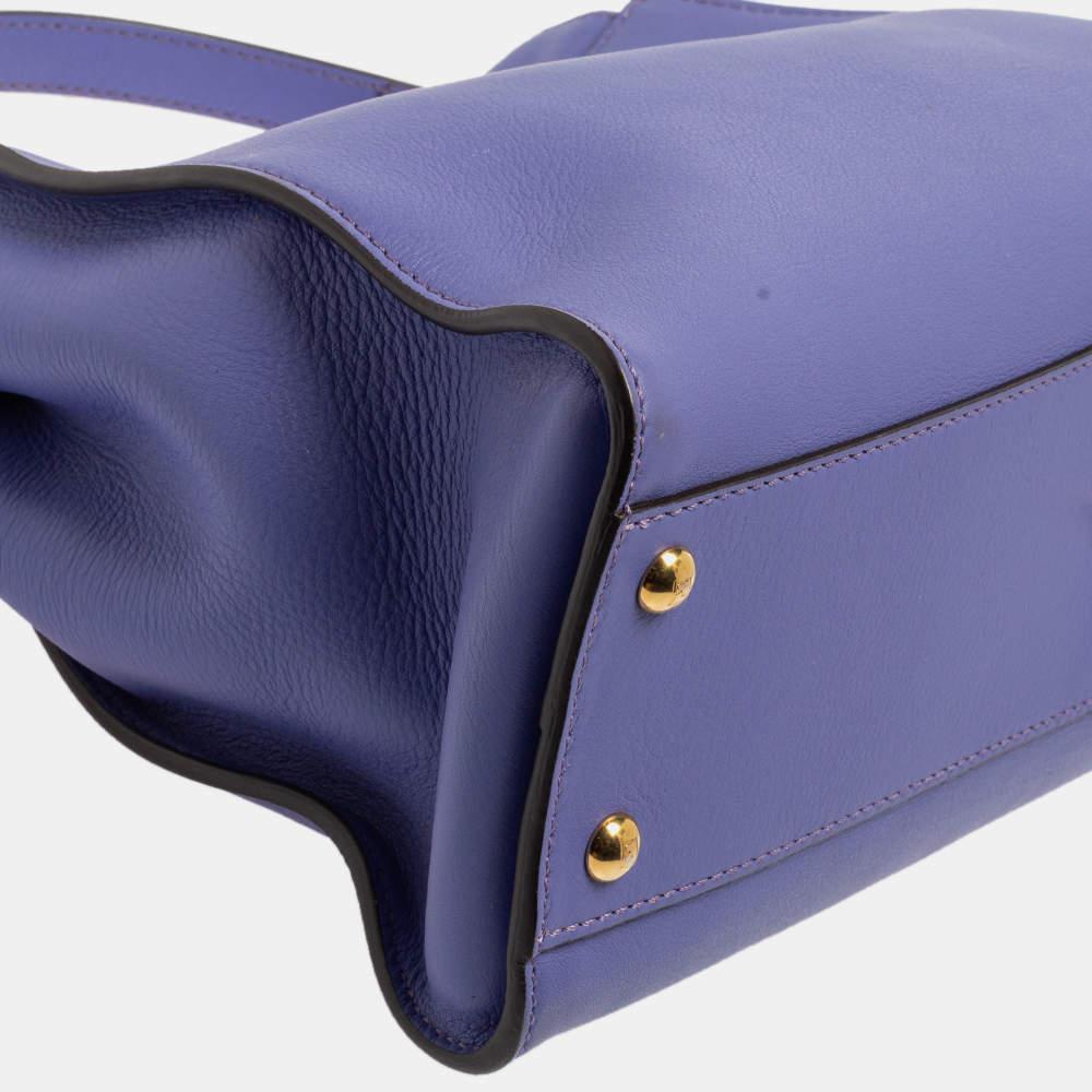 Fendi Purple Leather Medium Peekaboo Top Handle Bag For Sale 5