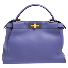 Fendi Purple Leather Medium Peekaboo Top Handle Bag
